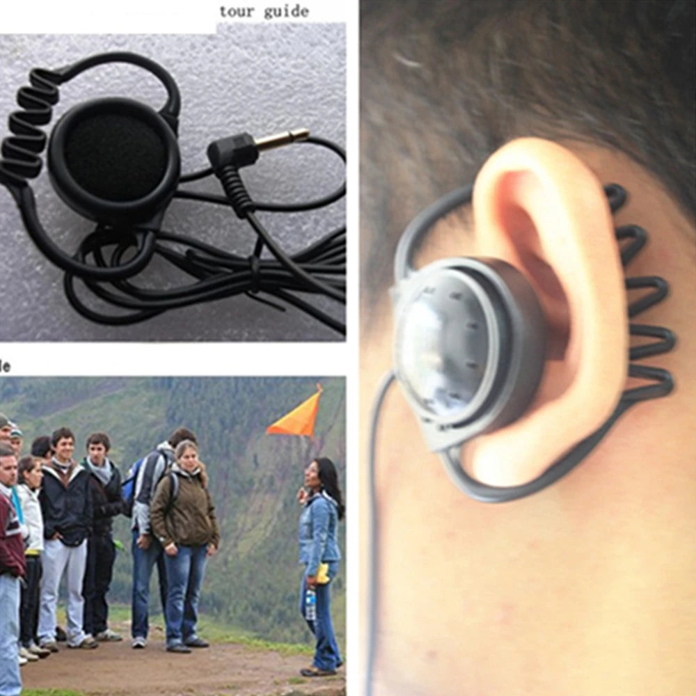 Ear Hook Headphone Single Side Earphone 1-Bud Earpiece for tourist guide,meeting,Radio ,translation
