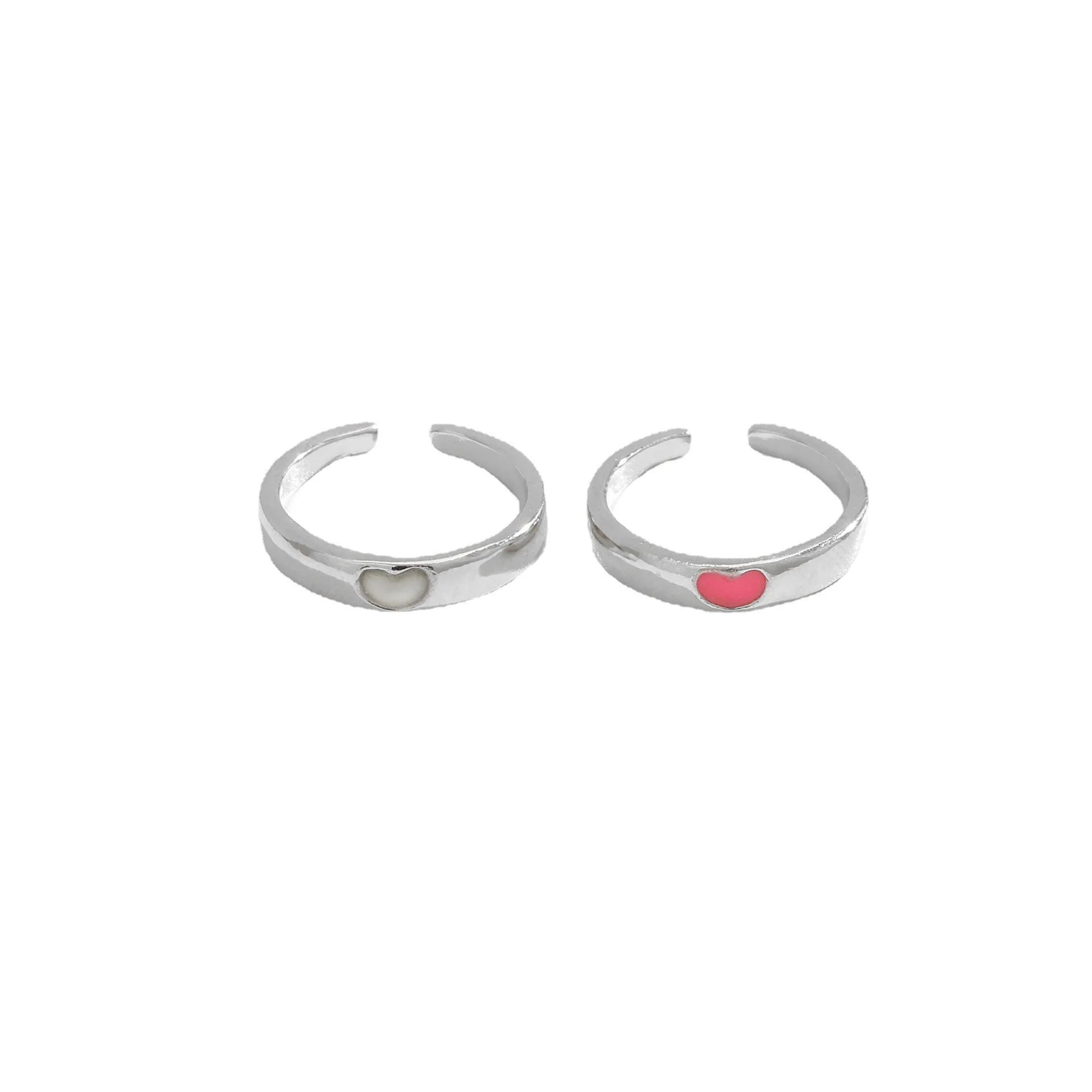 Blue Pink Luminous Ring For Couple Creative Love Heart Index Finger Ring Glowing In The Dark Rings Jewelry Valentine's Day Gift