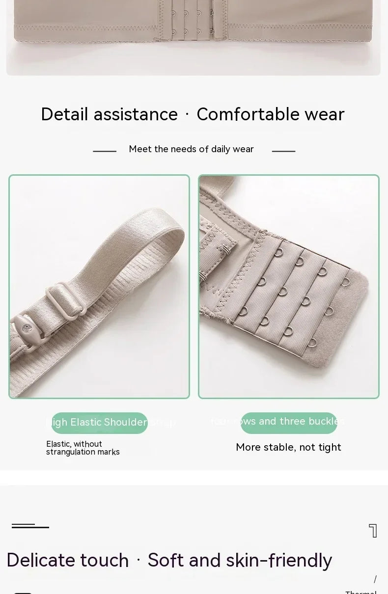 Mom Brassiere Without Steel Ring Breathable Gathered Ladies Underwear Non-magnetic Thin Cup Glossy Obese Female Ladies Bra