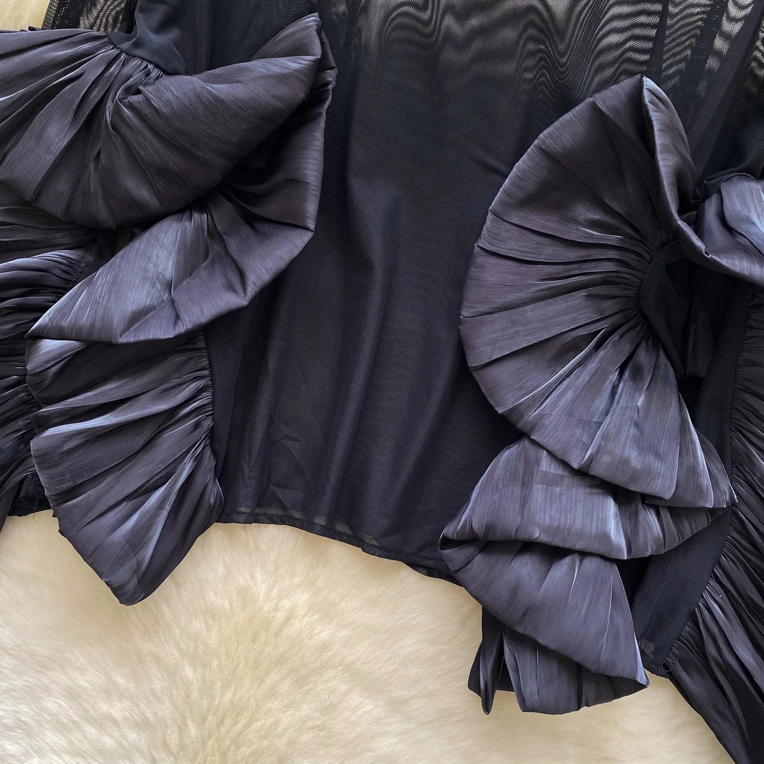 SINGREINY Autumn Ruffles Party Blouses Female O Neck Long Sleeves Temperament Mesh Shirts Women Senior Sheer Loose Thin Tops