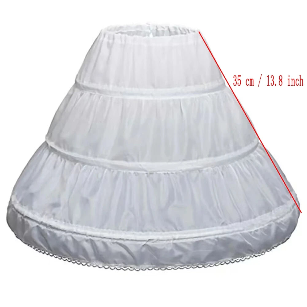 Girls Crinoline Petticoat with hoop Under skirt Short White Underskirt A-line Ball Gown Petticoats