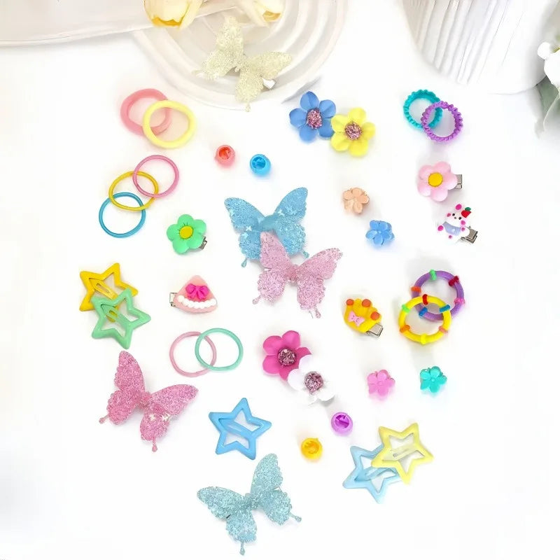 510-piece set of colorful bow, flower, and small star accessories - a cute hair accessory set that children love.
