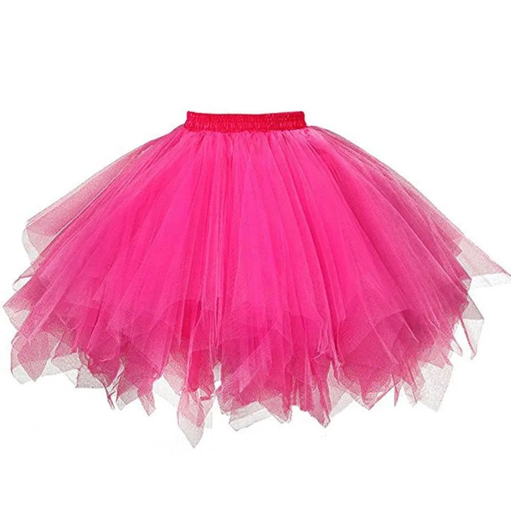 Women's Tutu Skirt 50s Rockabilly Petticoat Ballet Underskirt Elastic High Waist Ballet Skirt Dance Dress Costume Party Skirt