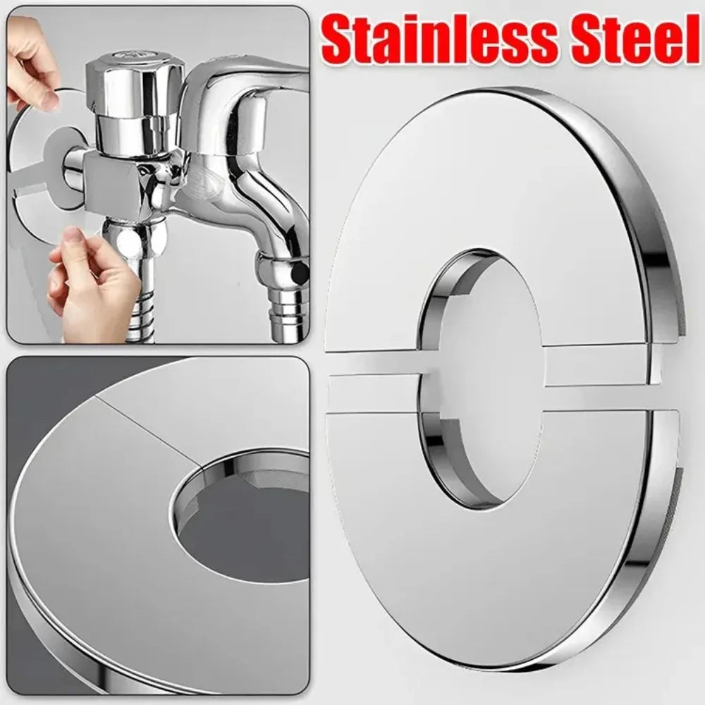 1PC Self-Adhesive Stainless Steel Faucet Decorative Cover Shower Chrome Finish Water Pipe Wall Covers Bathroom Accessories