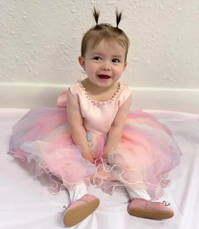 Baby Dresses For 1st Birthday Girls Party Dresses with Headwear Bowknot Toddler Girl Princess Dress Backless Kids Wedding Dress
