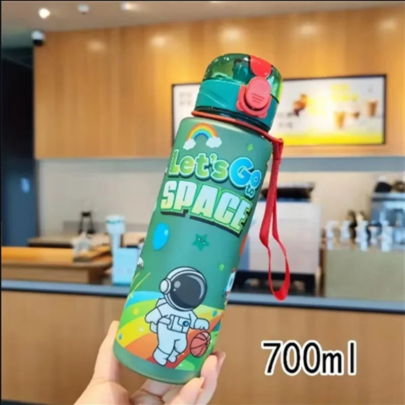 700ml Cosmic Astronaut Themed Insulated Water Bottle Leakproof Flip Lid Carrying Strap Portable Adorable Activities Cup BPA-Free