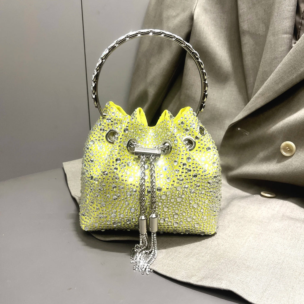 Handle Rhinestones Evening clutch Bag Purses and handbag luxury Designer shoulder bag Shiny Crystal Clutch purse bucket bag