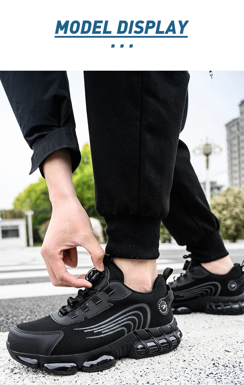 Unisex Rotating Button Safety Shoes Men For Work Sneakers Shoes Puncture-Proof Protective Women Shoes Steel Toe Work Boots
