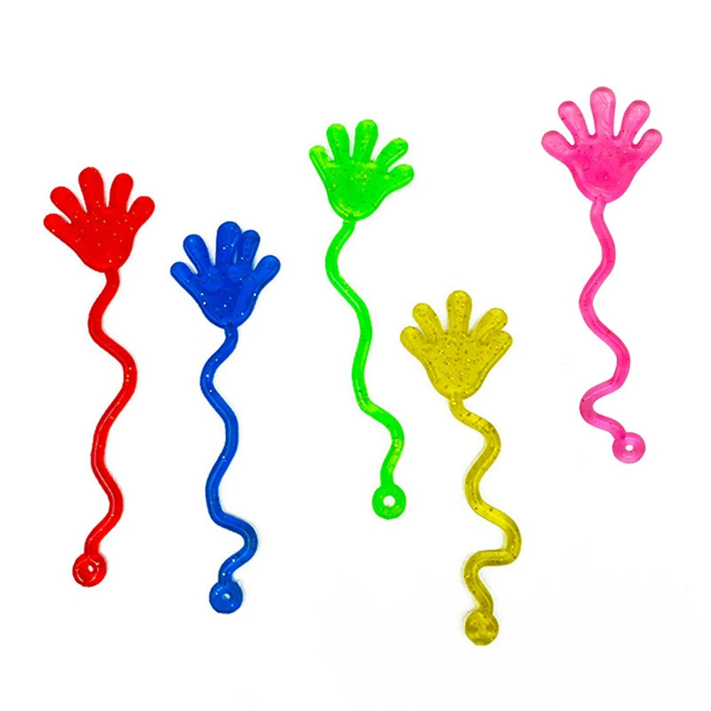 12PCS for Kids Adult Glitter Sticky Hands Mini Stretchy Stress Relief Sensory Toys Party Favors Supplies Goodie Bag Stuffers