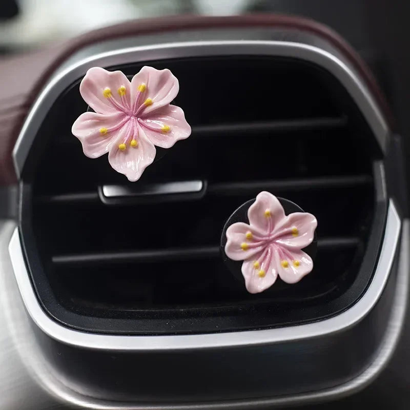 2pcs Car Perfume Clip Flower Air Outlet Car Air Freshener Peach Blossom Aroma Diffuser Car Decoration Accessories Fresh Air