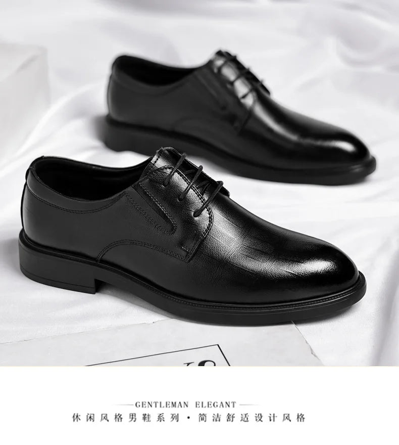 3 6 8cm Heel Men's Dress Shoes New Designer Cow Leather Increase Casual Spring Autumn Black Platform Wedding Shoes Male