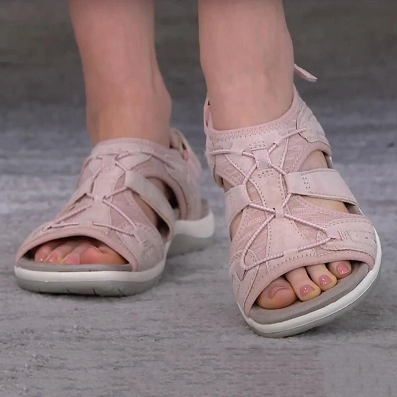 Summer Women Sandals Solid Color Hollow Out Casual Lady Sandalias Drawstring Adjustable Fashion Outdoor Beach Shoes Streetwear