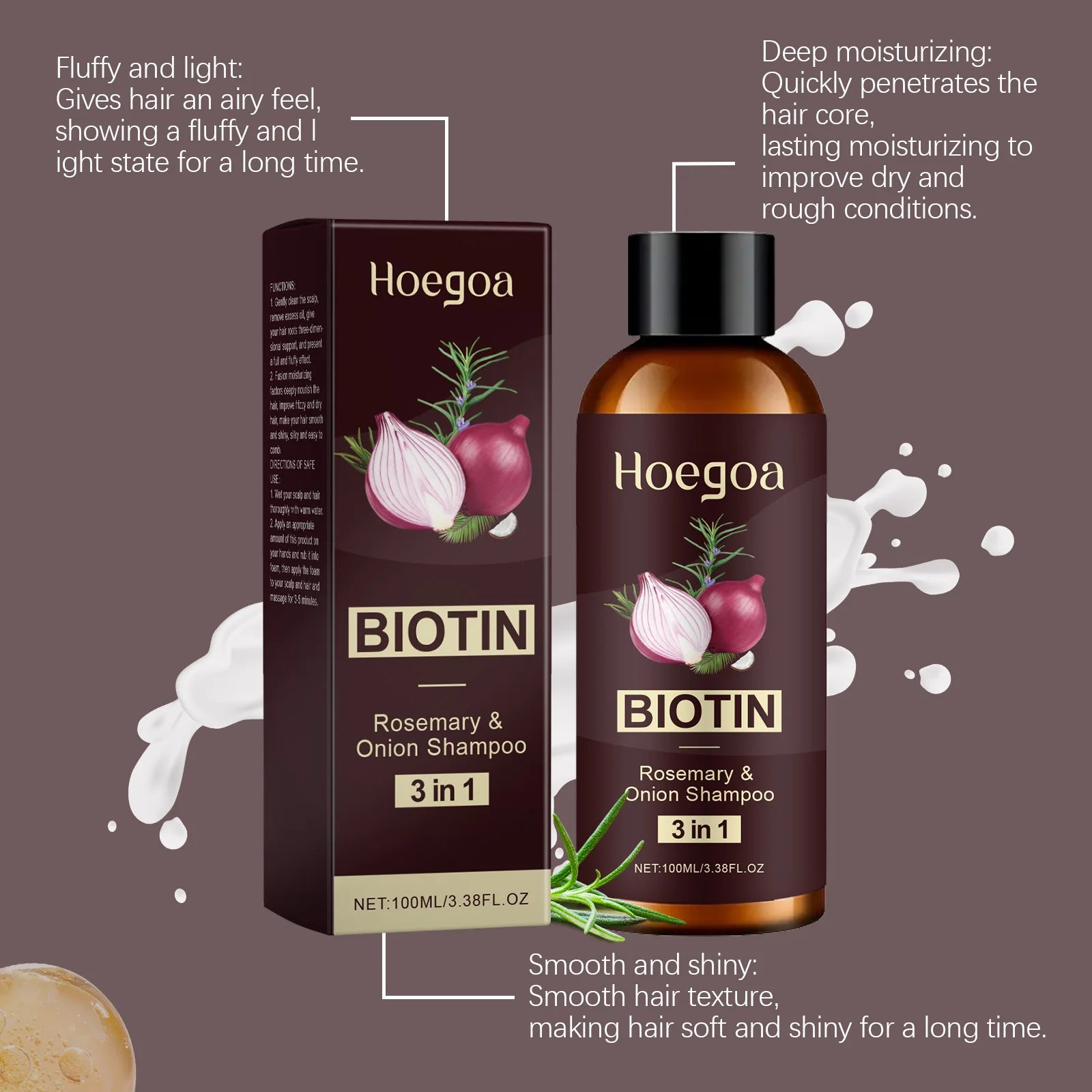 3-in-1 Red Onion Shampoo Black Seed Oil Hair Care Shampoo Hair Care Gentle Cleansing Nourish Scalp Refreshing Shampoo