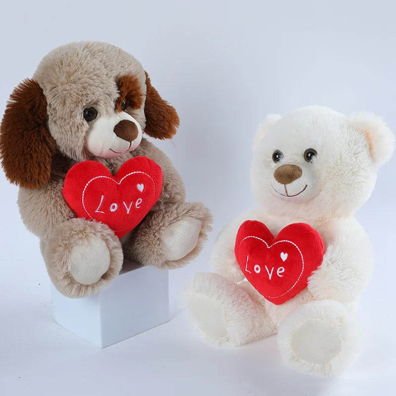 23CM Cute Heart Bear Dog Plush Toys Red Heart Print Love Creative Animal Stuffed Doll For Lovers Valentine's Day Gift