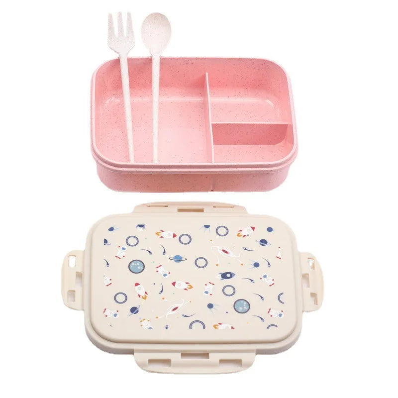 DIY Customized Lunch Box for Kids School Children Name LOGO Cartoon Pattern Cute Picture Photo with Spoon Fork Eco Material Gift