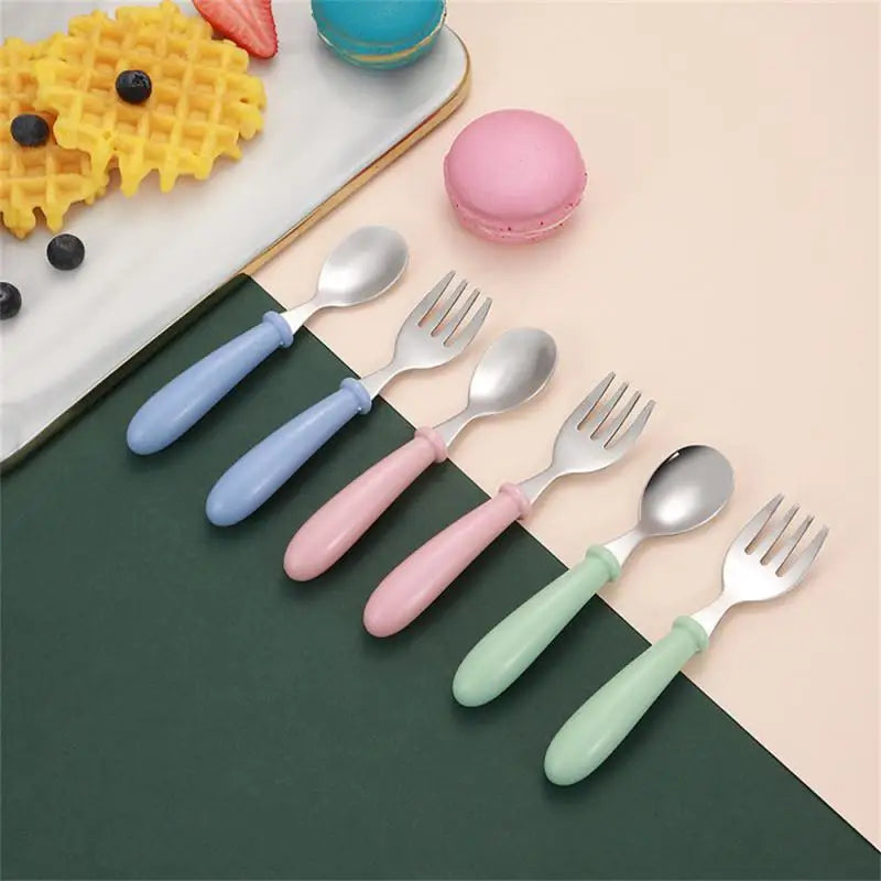 Children Spoon Forks Box Kids Stainless Steel Kids Cutlery Portable Baby Feeding Utensils Baby Spoons Baby Tableware Set