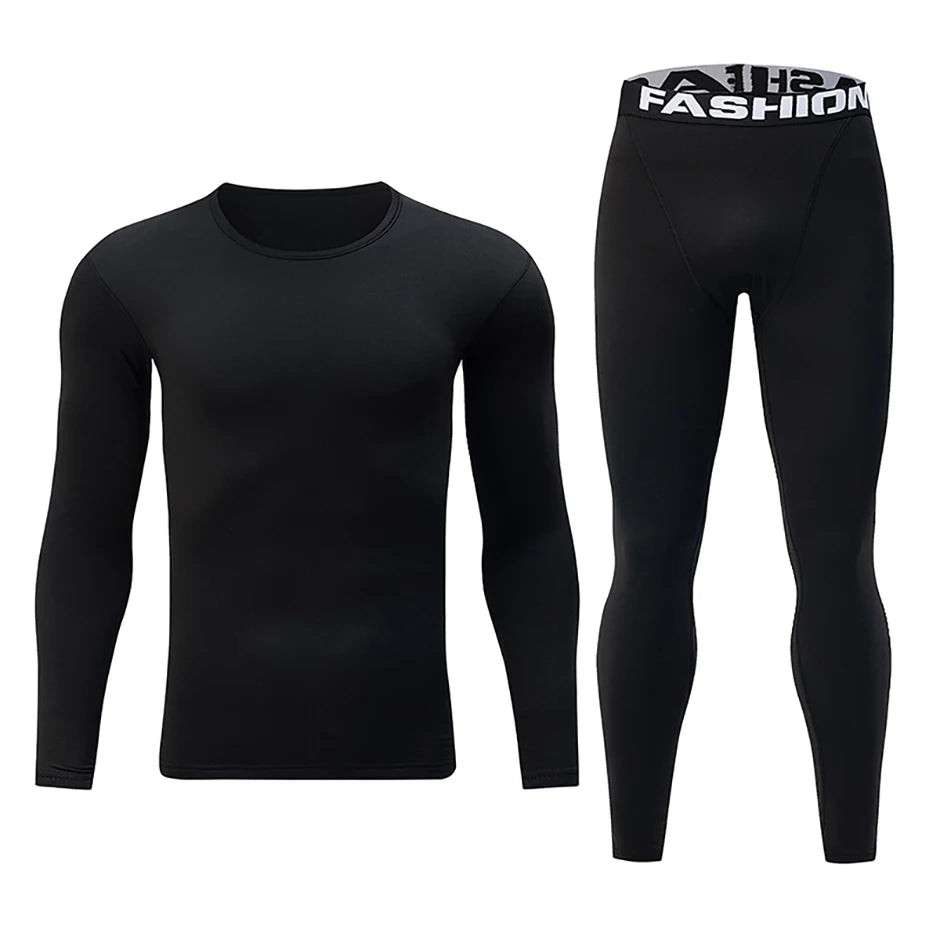 2-piece Autumn And Winter Solid Color Fashionable Casual Base Set Slim Fit Sports Fitness Long Sleeved Pants Warm Underwear Set