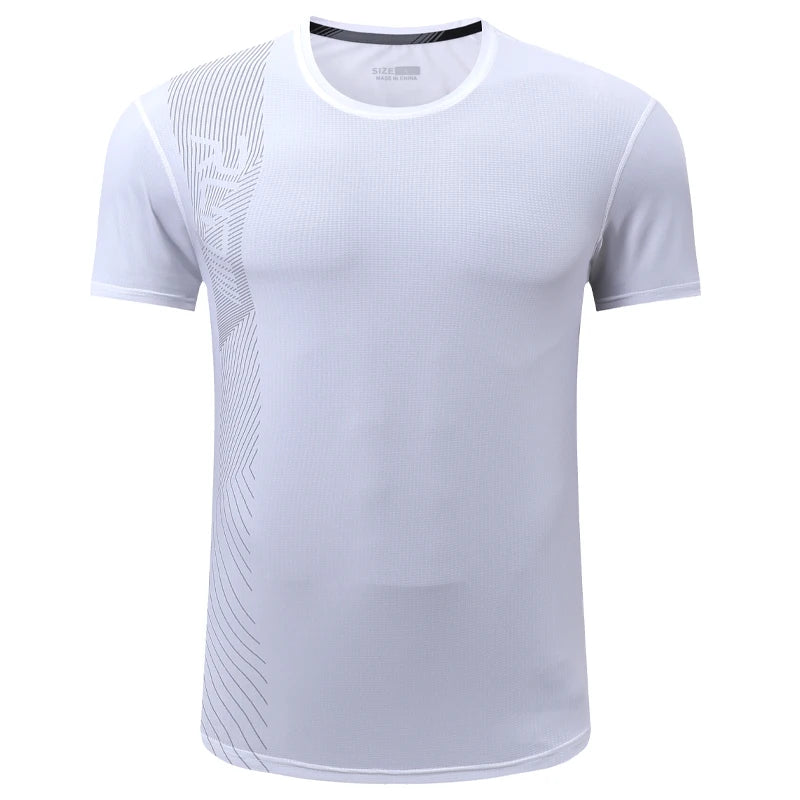 Gym Workout Tees Men Joggers Print Running Sportwear Bodybuilding Short Sleeves Mesh Quick Dry Breathable Training Shirts