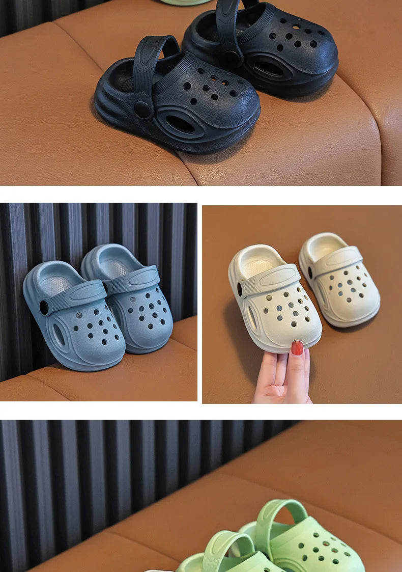 2026 Kids Sandals Hole Children's Shoes Slippers Soft Anti-Skid Simple DIY Design Hole Baby Shoes Sandy Beach For Boys Girls