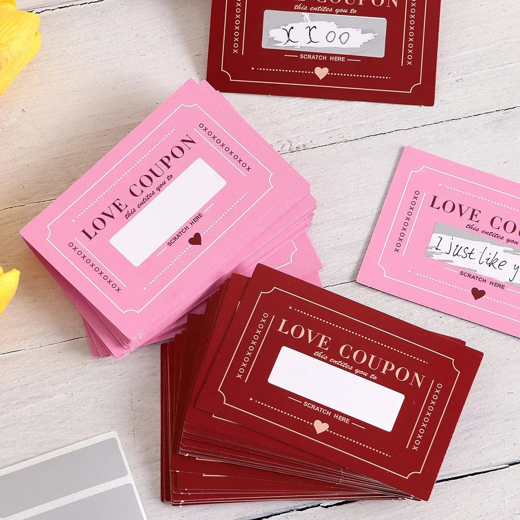 Scratch-Off Love Coupons, 10 Pieces, DIY Valentine's Day Love Coupons, Creative Birthday Gifts for Boyfriends
