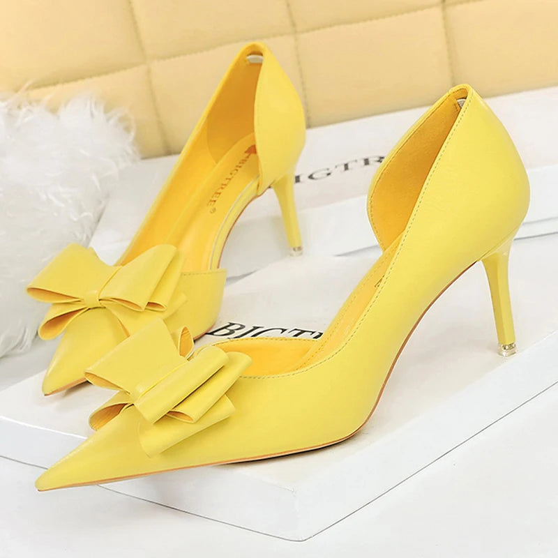 BIGTREE Shoes Bow-knot Woman Pumps Stiletto 10.5 Cm Women Basic Pump Pointed Toe Classic Pumps Sexy High Heels Women Shoes 2025
