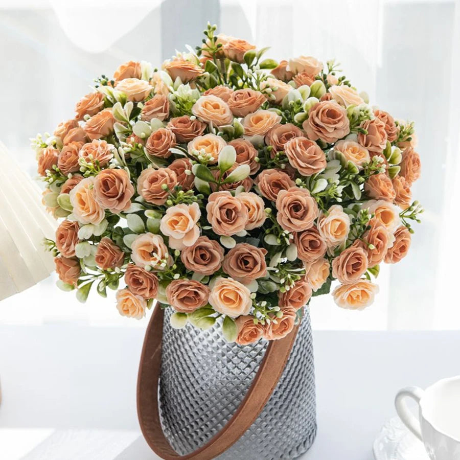 Artificial Flowers Silk Rose Wedding Bridal Bouquet Home Table Outdoor Garden Archway Ultraviolet Proof DIY Gift Room Decoration