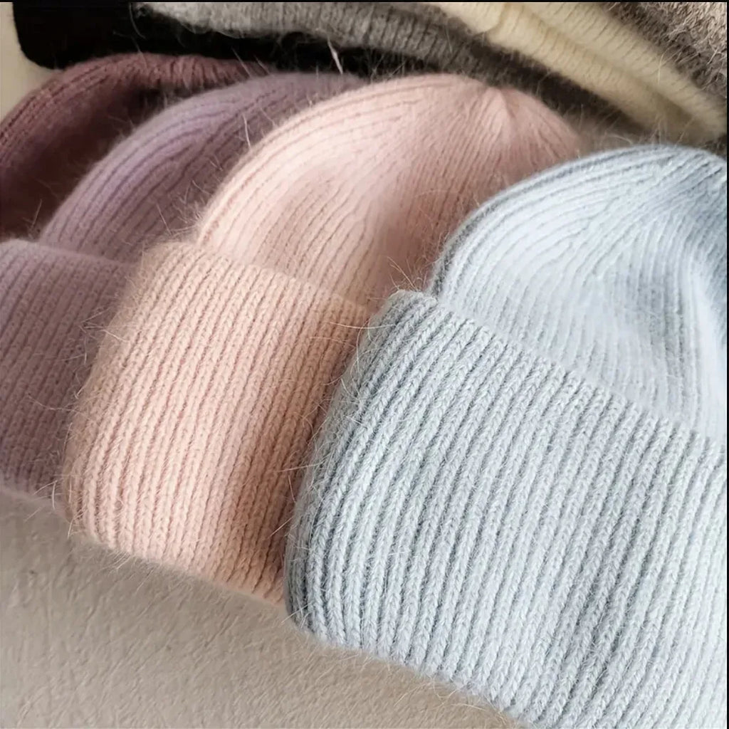 Women's Winter Hats Fashion Warm Bean Hats Solid Color Adult Hats Cute Knitted Hats Baotou Hats Autumn/Winter