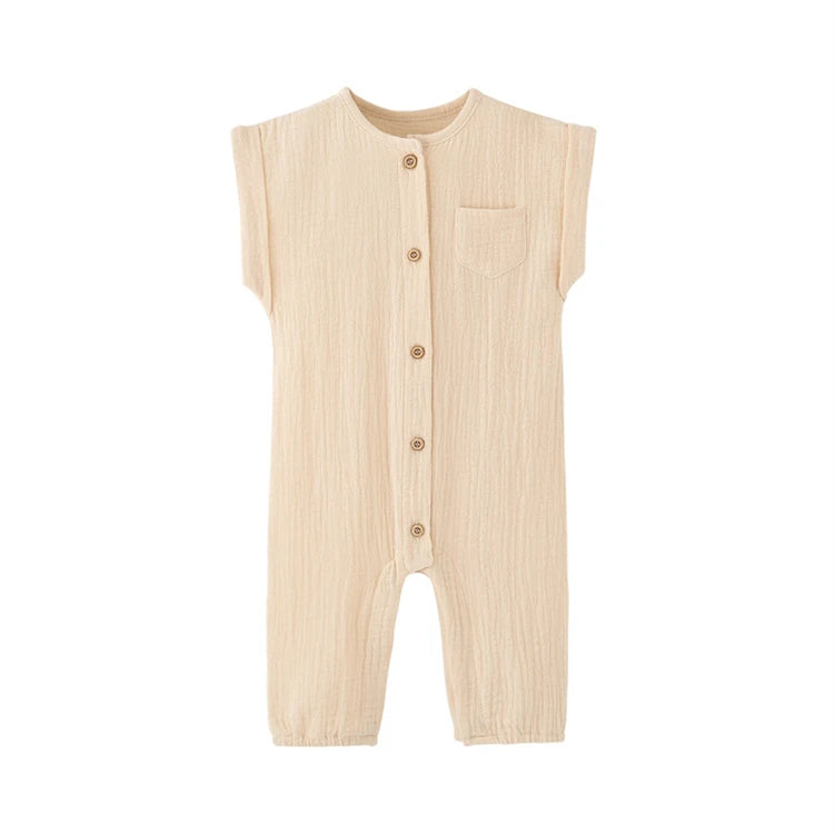 Summer Newborn Baby Romper Sleeveless Girl Boy Cotton Gauze Jumpsuit Solid Infant Soft Thin Gauze Cozy Rompers Pajamas