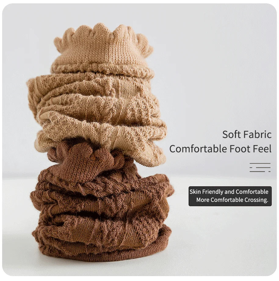 6 Pair Women Is Summer Thin Gradient Solid Cotton Simple Sweet Cute Socks Comfortable Wood Ear Edge Lolita Fashion Wear