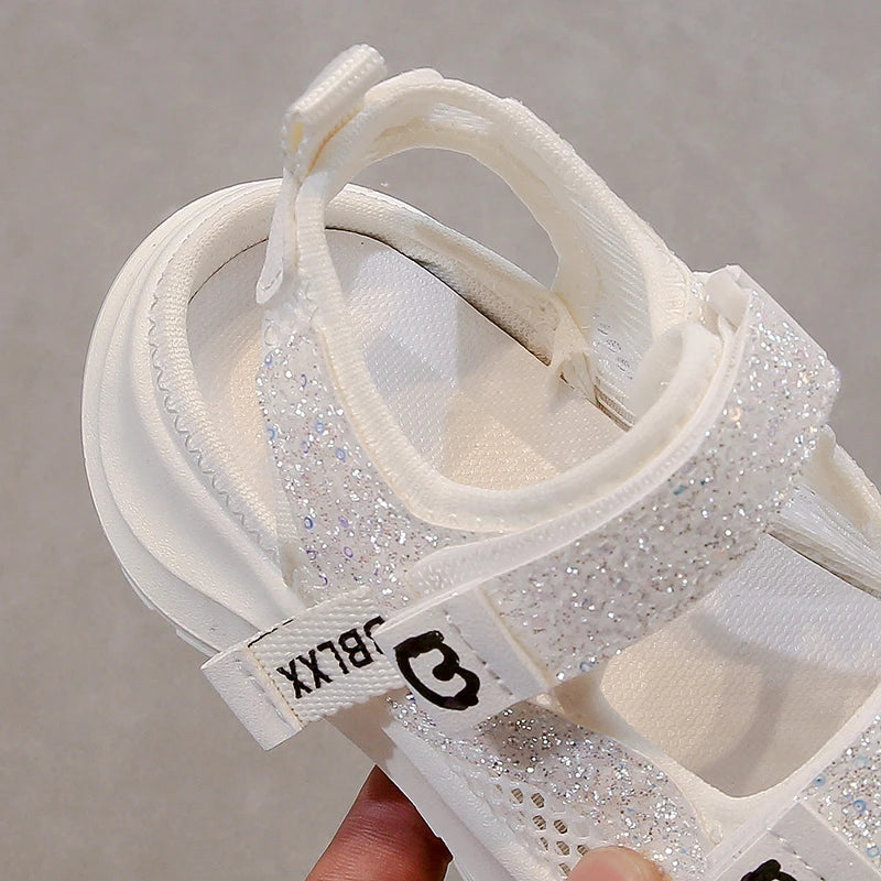 Summer Girls' Sports Sandals Comfortable and Soft Non-Slip and Breathable Outdoor Sports Sandals with Rhinestone Decorations
