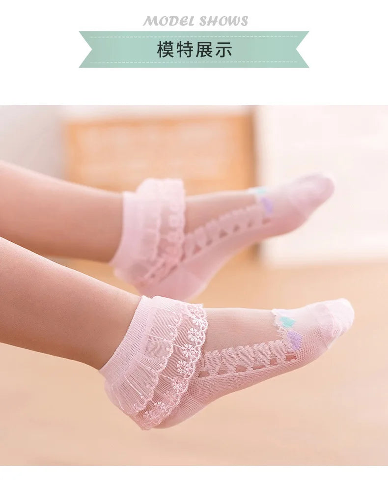 1 Pair Soild Color Thin Lace Mesh Socks for Baby Children Girls Summer Dresses Paired with Princess Socks Baby Clothing