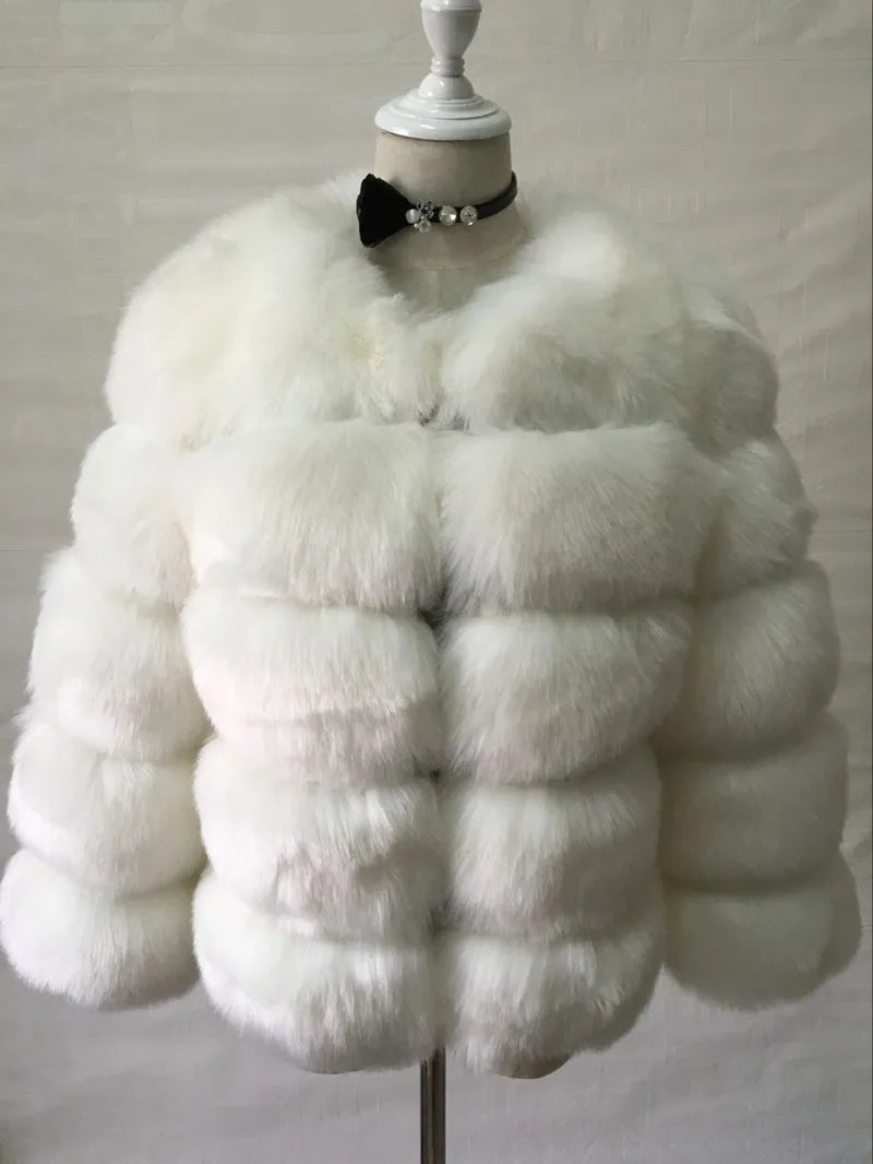 Women Autumn Winter Imitation Fox Fur Faux Fur Coat Women's Short Long Sleeve Fur Artificial Fur Coat