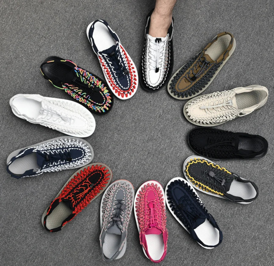 Summer Trend  Men Sandals Handmade Weaving Design Outdoor Beach Slippers Casual Flat Soft Bottom Couple Sandals Sandalias Hombre