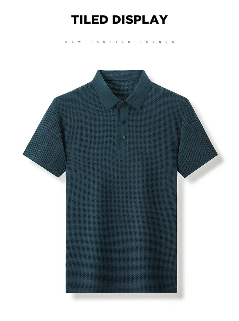 Business Casual Sweat-absorbing Top Brand Clothes Summer New Men's Short Sleeve T-shirt Ice Silk Cool and Breathable POLO Shirt