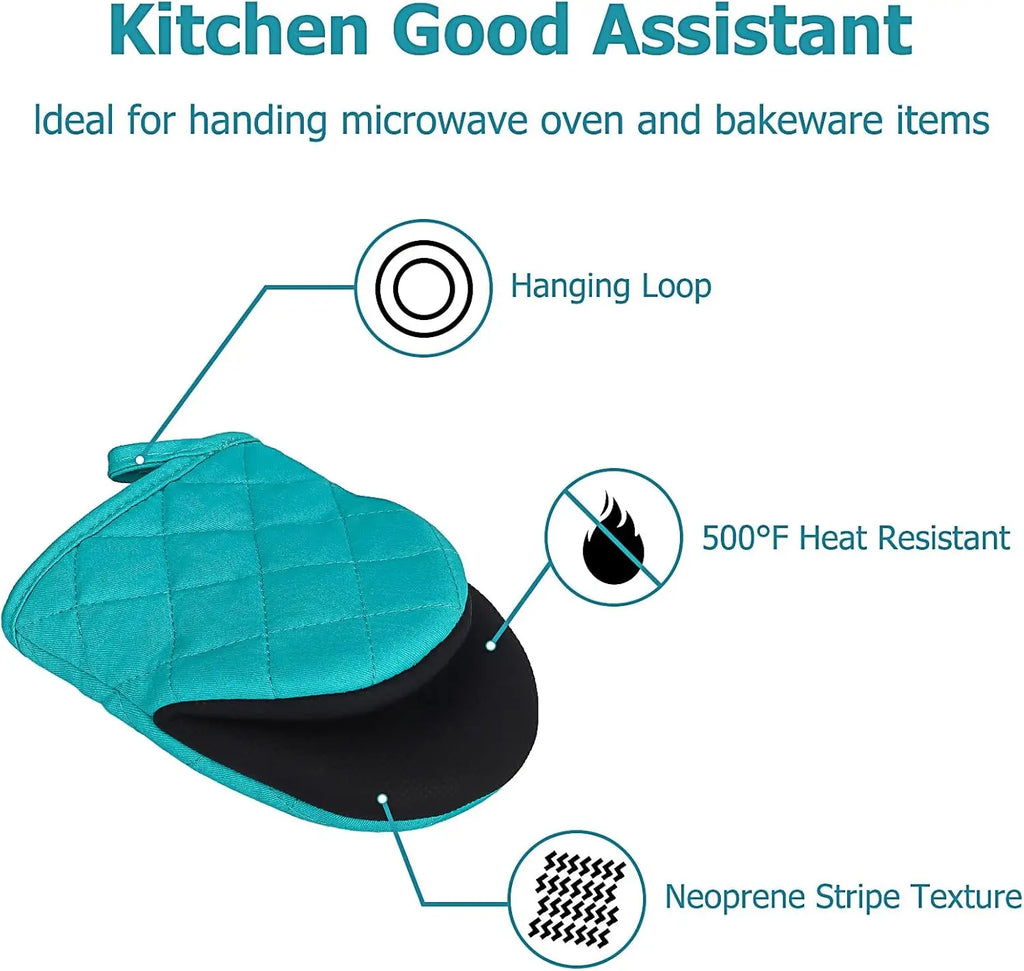 Kitchen Oven Mitts High Heat Resistant Short Oven Gloves Anti-scald Non-Slip Grip Surfaces Hanging BQ Baking Cooking Anti Scald