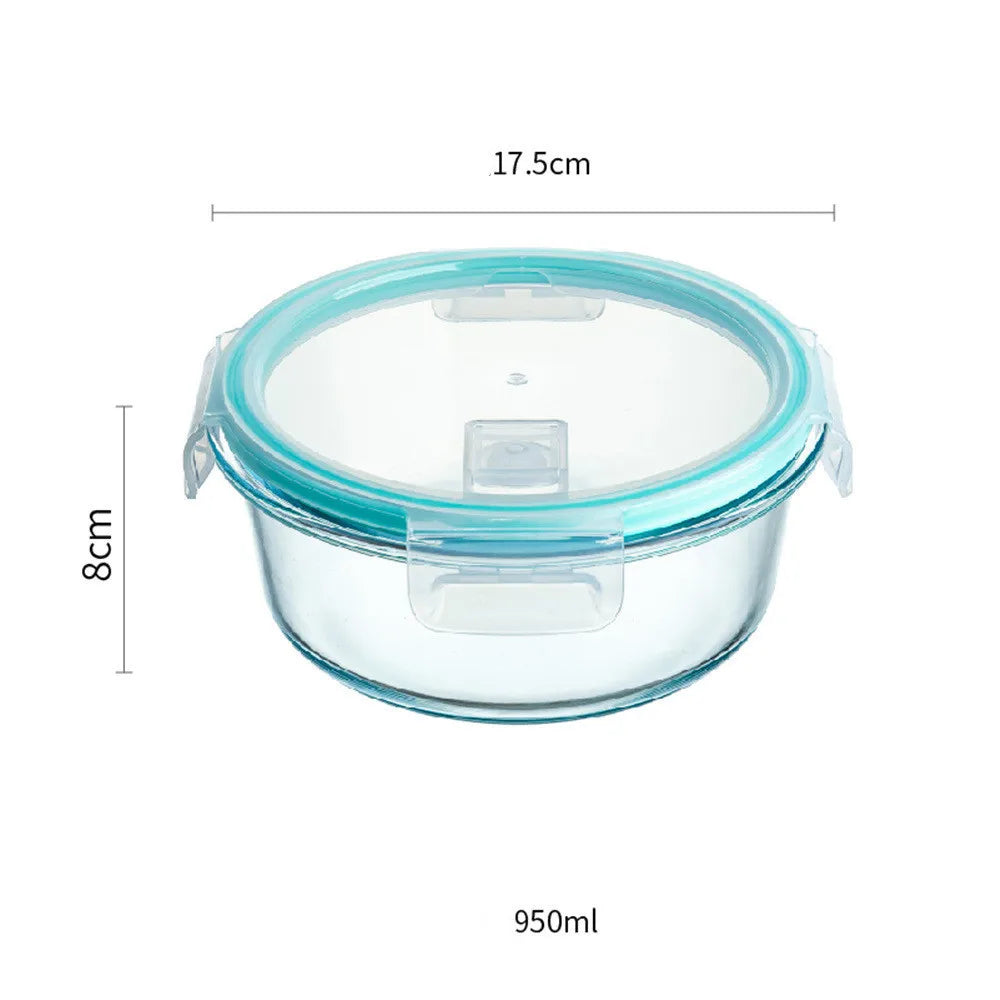 High Borosilicate Glass Lunch Box Microwave Heating Sealed Bento Boxes Refrigerator Freezer Box Fresh-keeping Soup Bowls