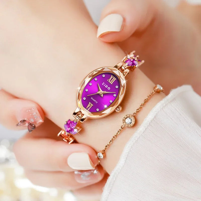 Women's Watches Light Luxury Diamond Inlaid For Clover Watch Waterproof Oval Ladies Fashion Quartz Bracelet Wristwatch relógio