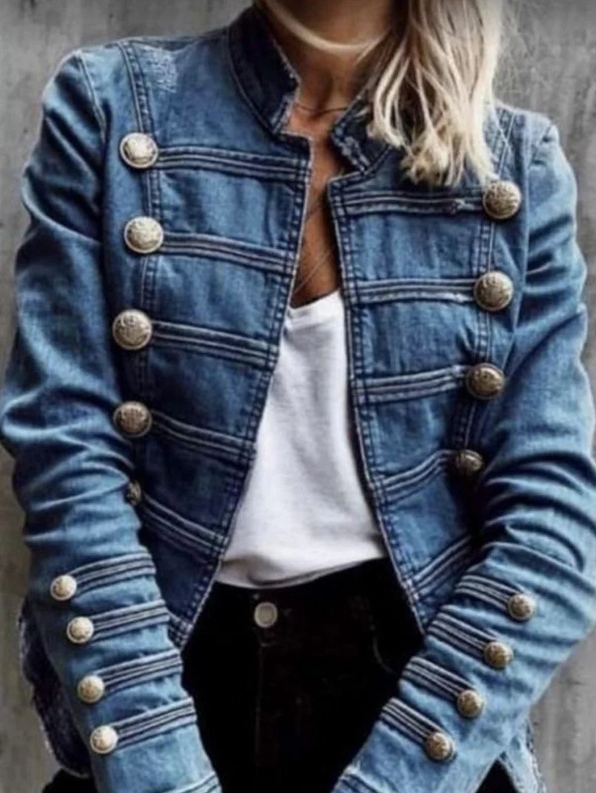 Button Decor Short Denim Slim Jackets Women Wash Long Sleeve Vintage Casual Jean Outerwear Motorcycle Denim Coat 2025