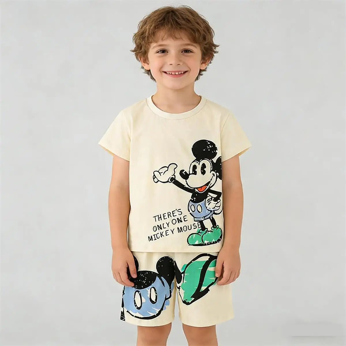 Baby Boys Girls Cartoon Tees Loose Shorts Two Piece Set 2026 Summer Child's Short-sleeved Tracksuits Cute T-shirt+Shorts Wear