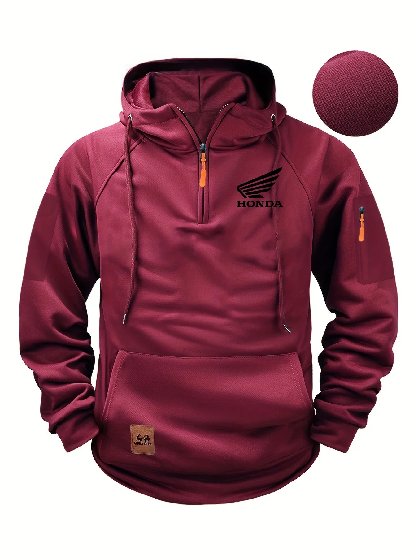 2025 New Honda Racing Team Outdoor Cycling Fashion Street Half Zip Hoodie Men's Motorcycle Racing Casual HRC Warm Hoodie