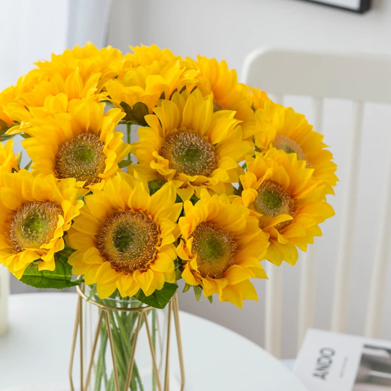 Artificial Flower Sunflowers Home Garden Table Decoration Stamen Wedding Bouque Festival Fake Gerbera Living Room Bedroom Stage