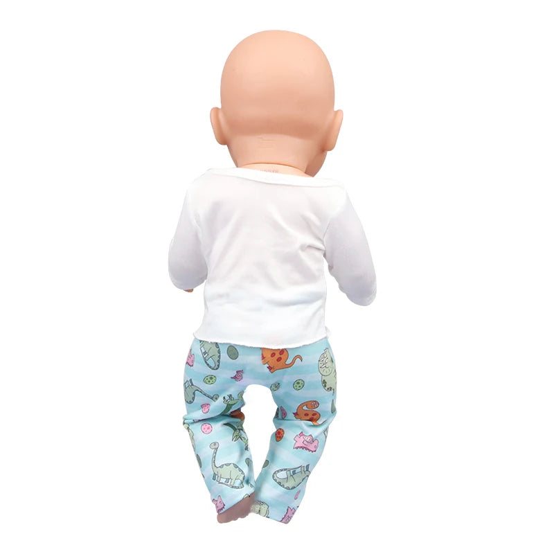 Doll Clothes Pajamas  For 43cm Baby New Born&American 18 Inch Girl Doll Unicorn Shark Cartoon Clothes Suit For Generation Doll