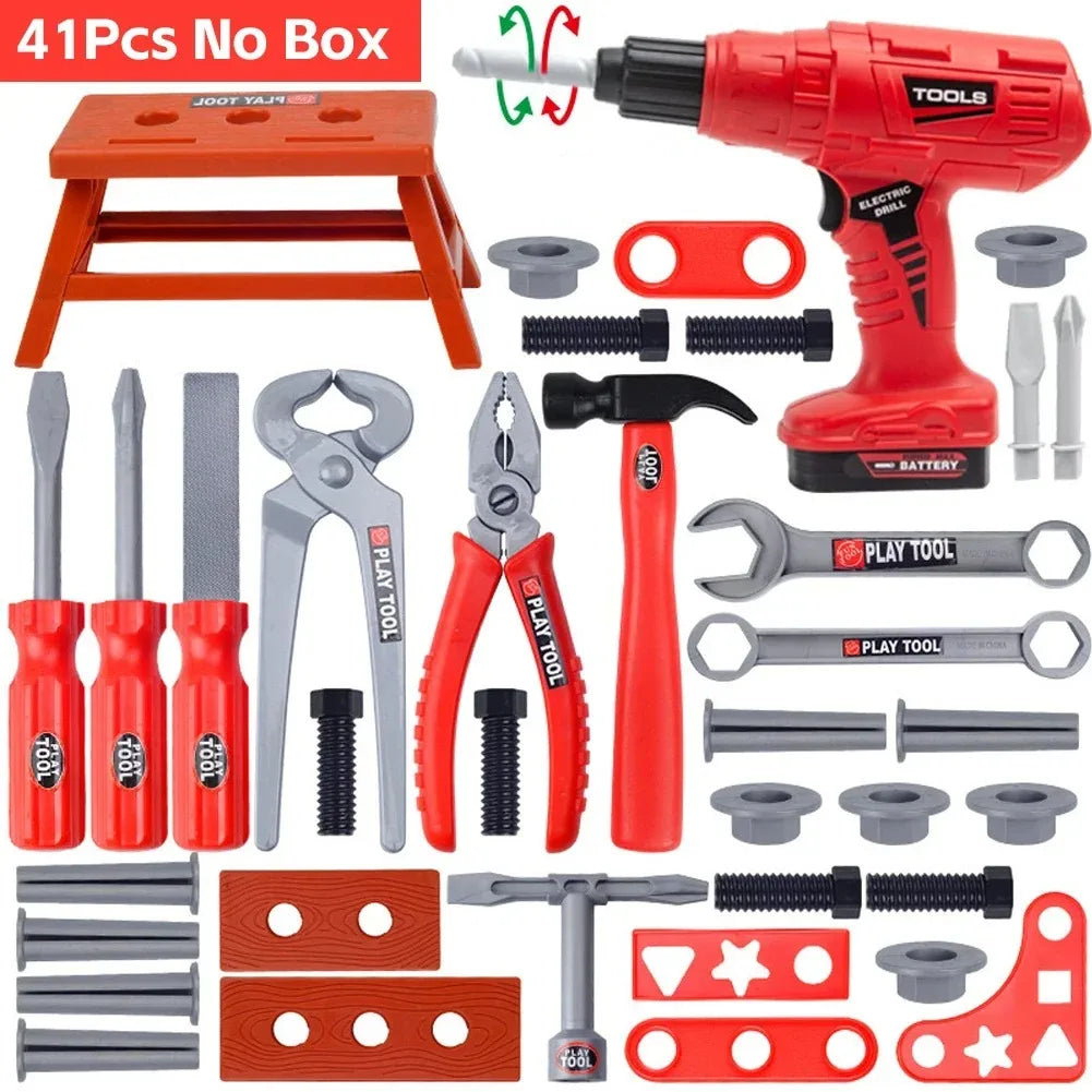 38/41 PCS Pretend Tools Kit Kids Play Repair Tool Set Plastic Construction Toys with Screwdrivers for Toddler Boys Girls Child