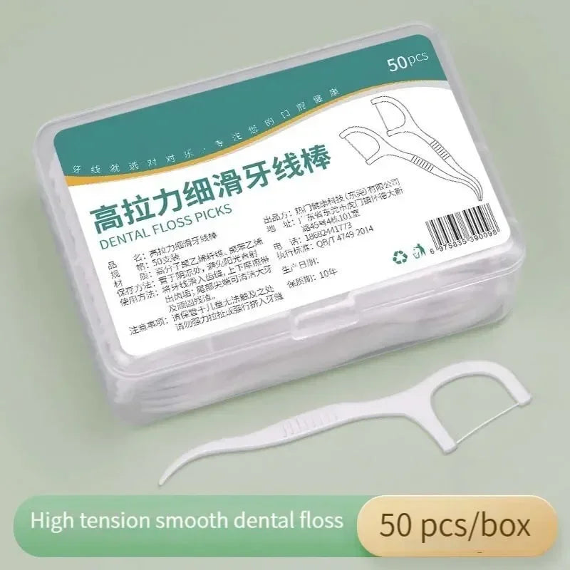 Dental Floss Stick High Tension Smooth Disposable Toothpick with Portable Floss Box for Teeth Care