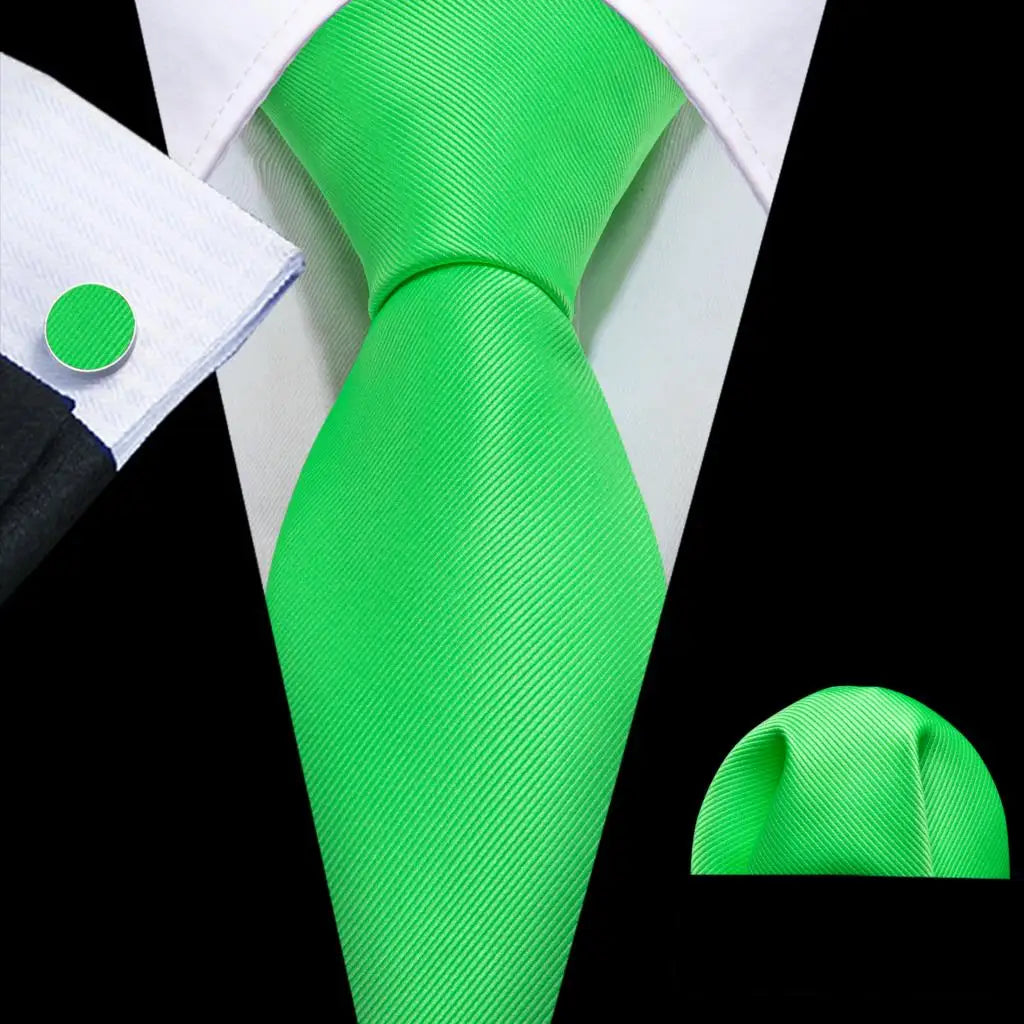 Barry.Wang Green Mint Teal Men Tie Hanky Cufflinks Set Jacquard Olive Sage Lawn Cyan Necktie for Male Wedding Business Gift