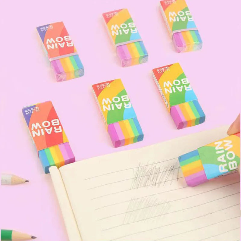 1 Piece Lytwtw's Cute Kawaii Creative Rainbow Eraser Rubber Stationery School Supplies Novelty Lovely Eraser