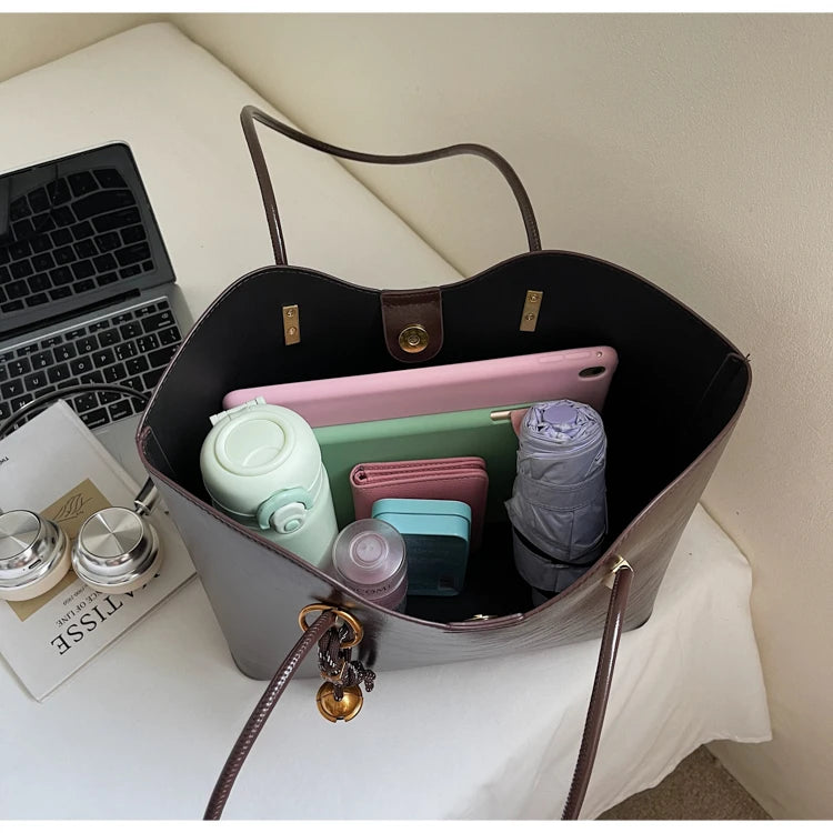 2025 Fashion Tote Bags for Women Versatile Commuting Women's Handbags PU Hasp Large Capacity Shoulder Bags High Quality