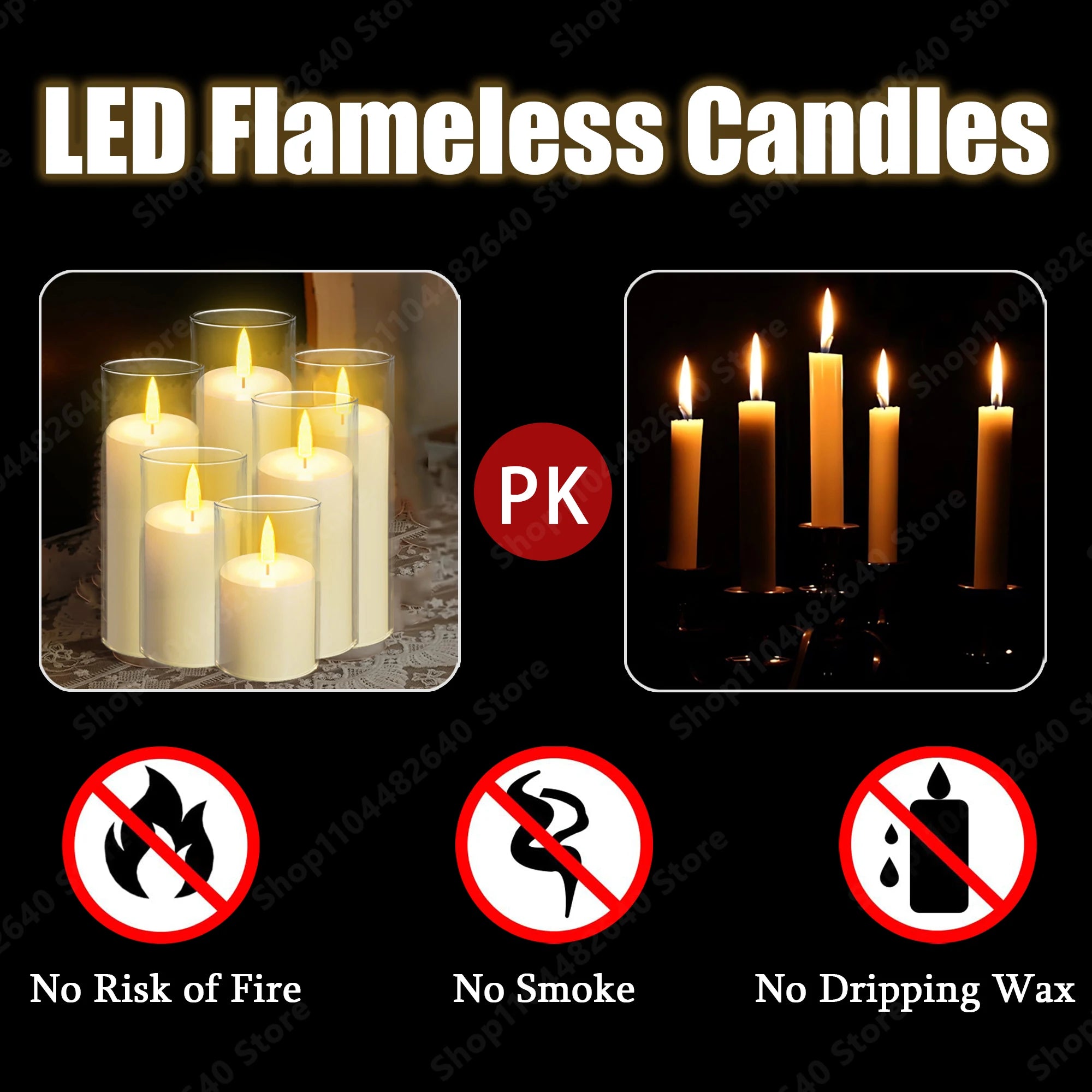 10-240Pcs LED Pillar Candles Wedding Flameless Candle with Battery Powered Flickering Candle Concert Birthday Party Table Decor