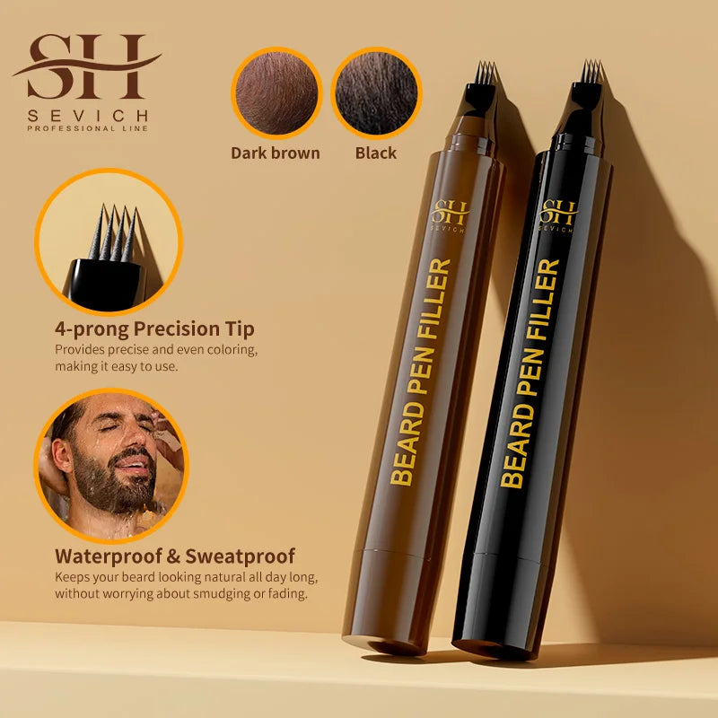 Waterproof Beard Pen Filler Men Moustache Coloring Pen Beard Coloring Filling Enhancer Black Fiber Hair Beard Stuffing Pen Tool