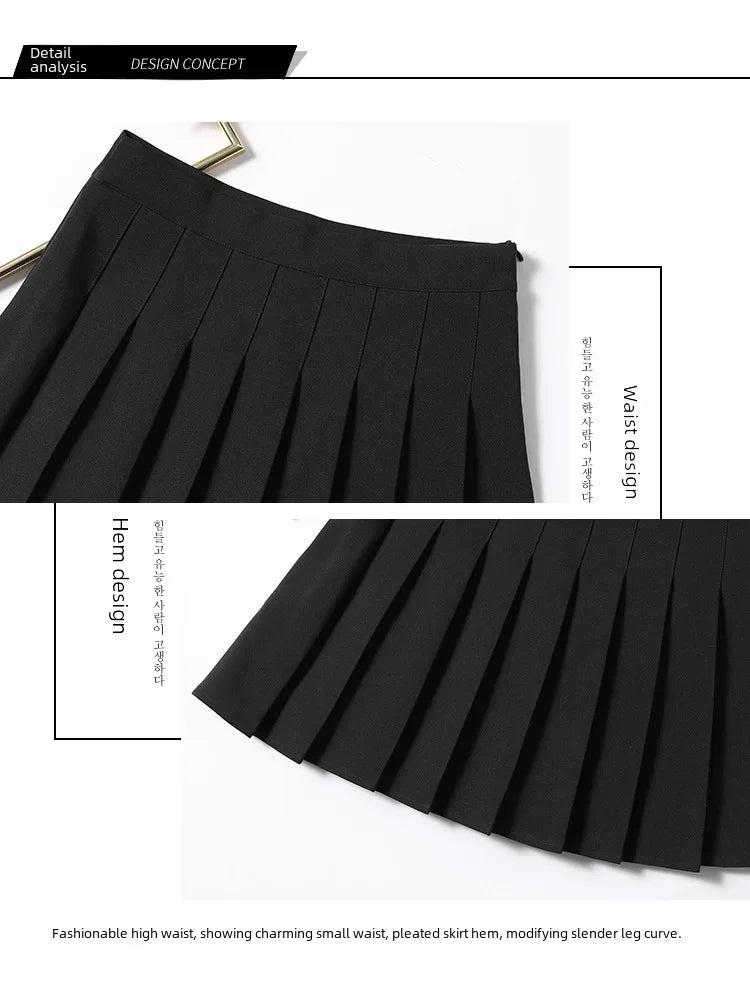 Pleated skirt for women in spring and summer, jk white A-line skirt, new Korean version high waisted skirt, versatile plaid skir